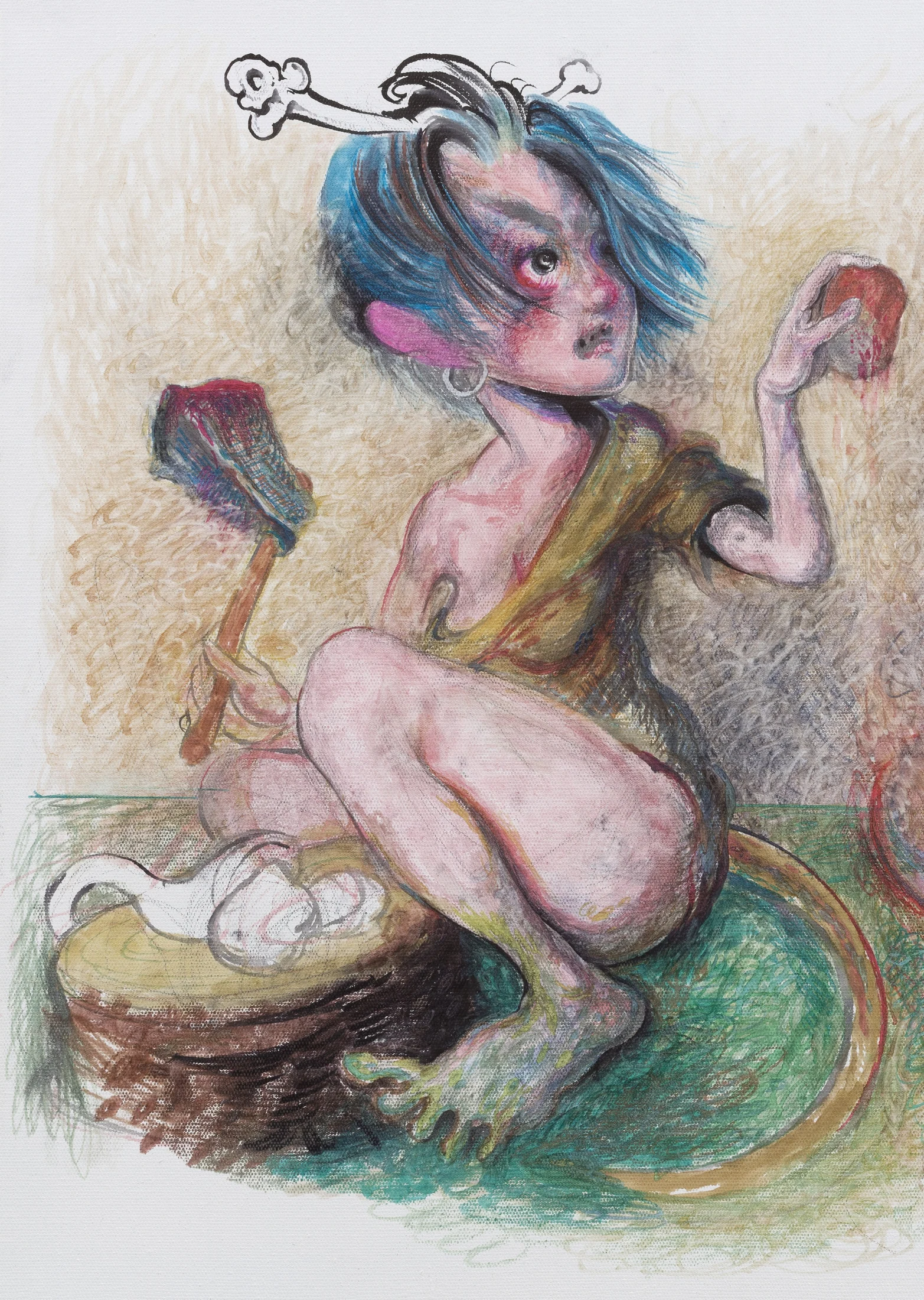 Qiu Jiongjiong’s original character design of Fourth Girl, the granddaughter who prepares the funeral feast